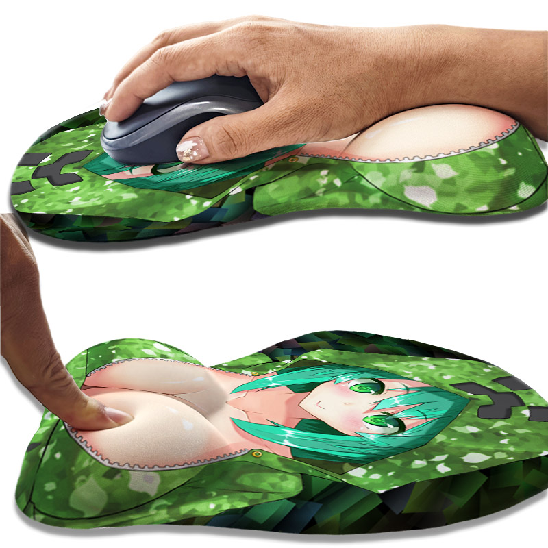 Pc Gaming Fullset - Mosaik-Mädchen-Mauspads, Anime-Pixel-Stil, grüne Boobies, Mauspad mit