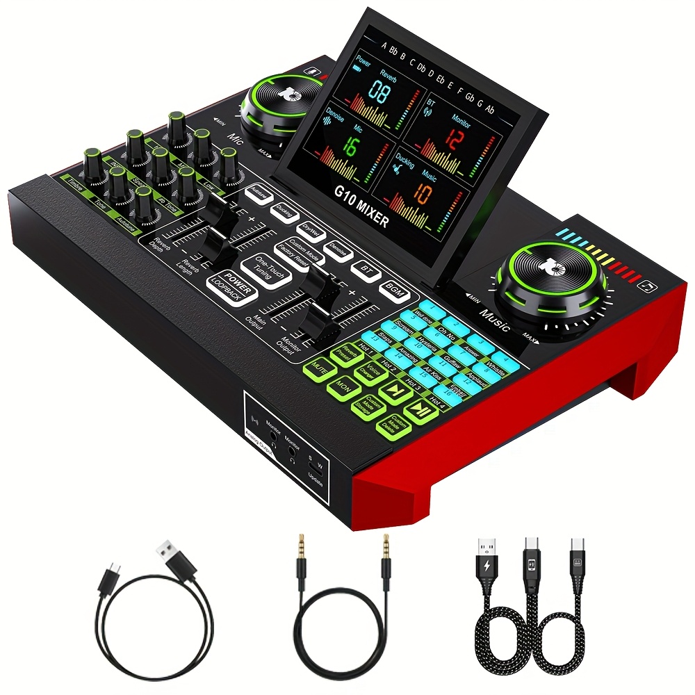 Pc Gaming Youtuber - Tenlamp G10 Podcasting-Ausrüstung Live-Soundkarte Audio-Mixer, 48V