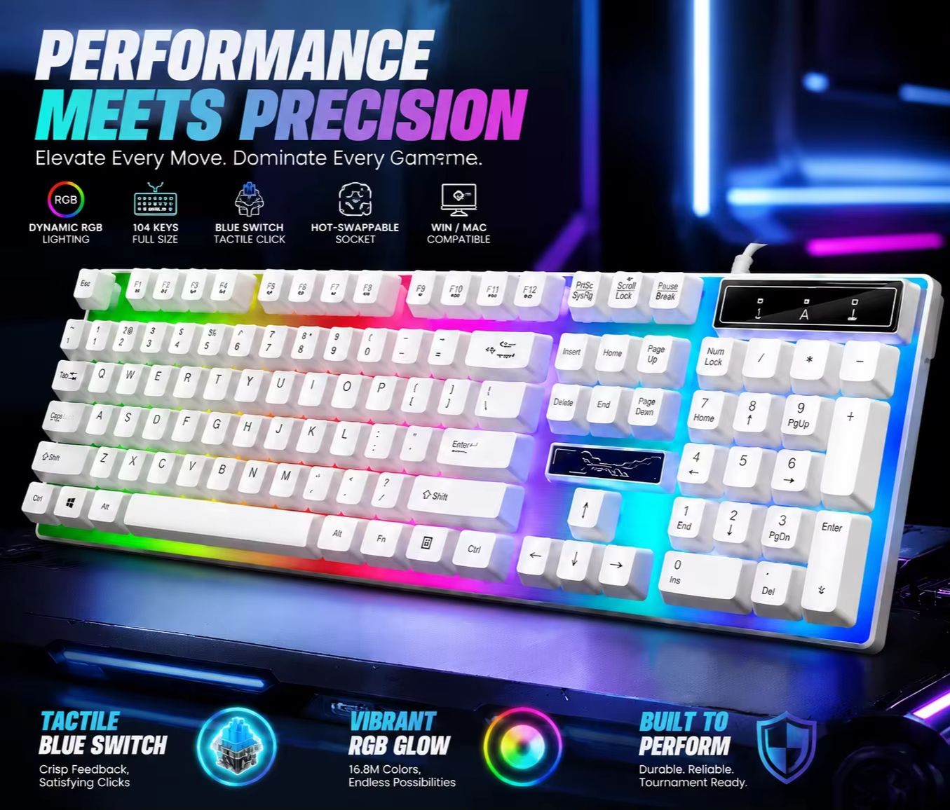 Pc Gaming Fullset - RGB-Hintergrundbeleuchtete 104-Tasten Mechanische Gaming-Tastatur in Vollgröße