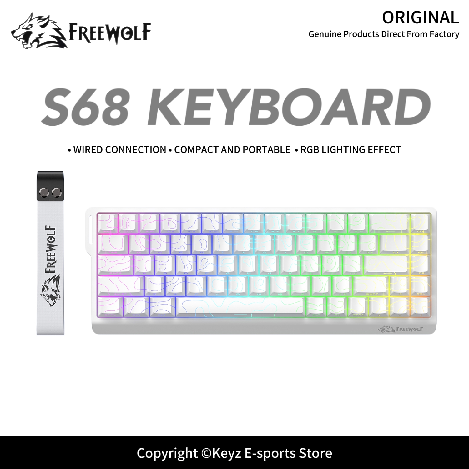 Rgb Keyboard Wrist Rest - FREEWOLF S68 Kabelgebundene Gaming-Membrantastatur 68 Tasten